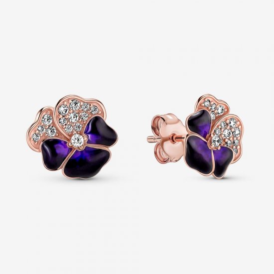 Pendientes de botón PANDORA Deep Purple Pansy Flower - 280781C01 - Haga click en la imagen para cerrar
