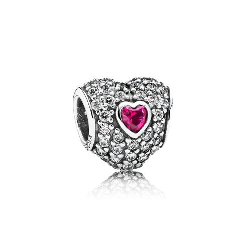 Charm Pavé Rojo Triple Corazón - PANDORA
