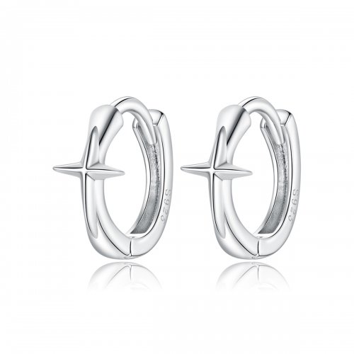 Pendientes de Aro con Estrella Brillante de Plata Estilo Pandora - SCE1045
