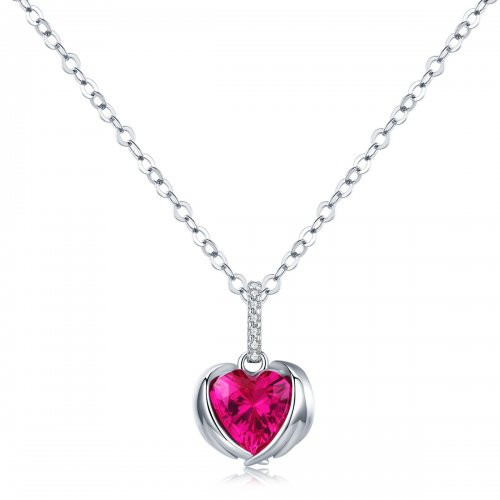 Collar de corazones guardianes plateado al estilo Pandora - SCN341