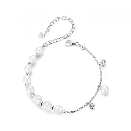 Pulsera con borlas y cuentas de concha estilo PANDORA - BSB189 - Haga click en la imagen para cerrar
