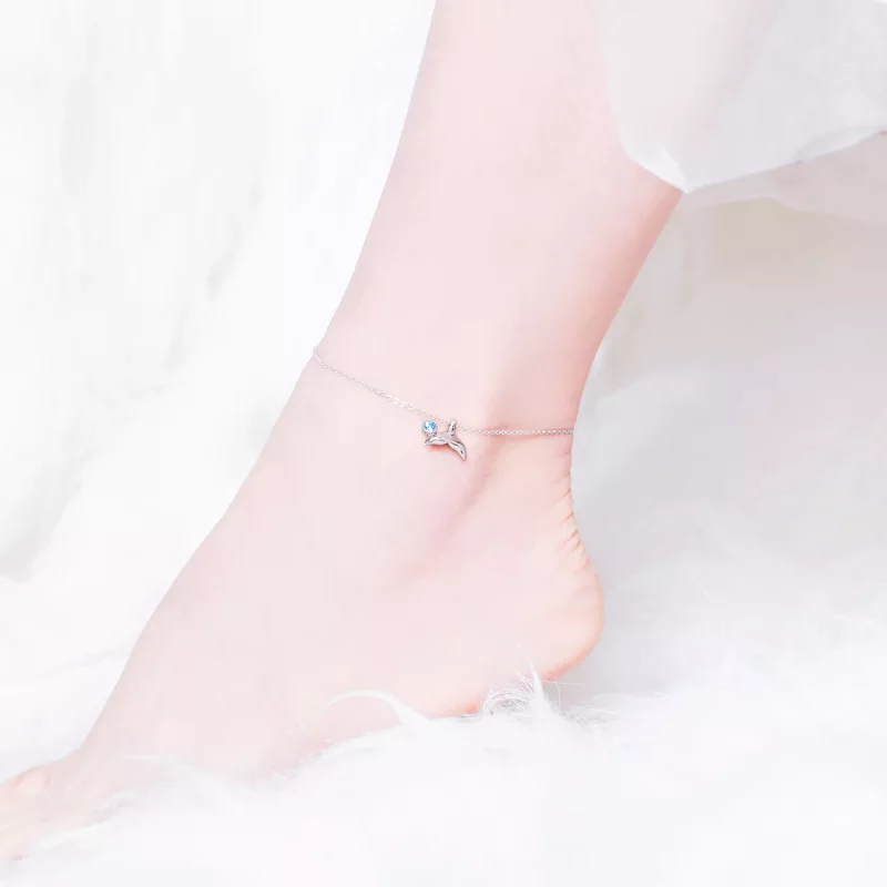(imagen para) La Pulsera de Tobillo Cola de Sirena de Plata Estilo Pandora - SCT004 - Ver 5
