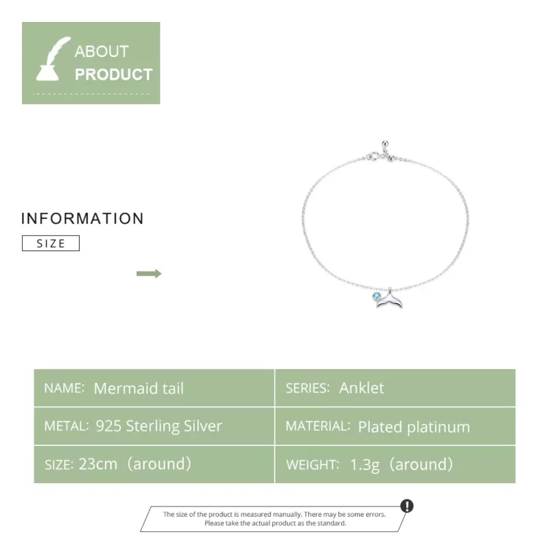 (imagen para) La Pulsera de Tobillo Cola de Sirena de Plata Estilo Pandora - SCT004 - Ver 6