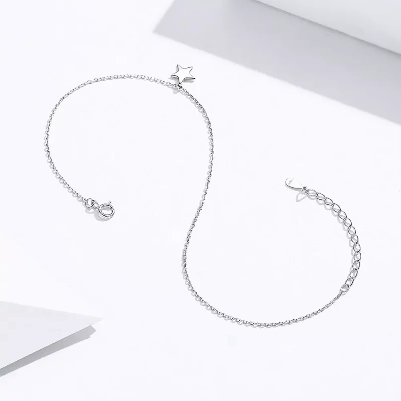 (imagen para) Pulsera de tobillo con estilo Pandora en plata - SCT009 - Ver 2