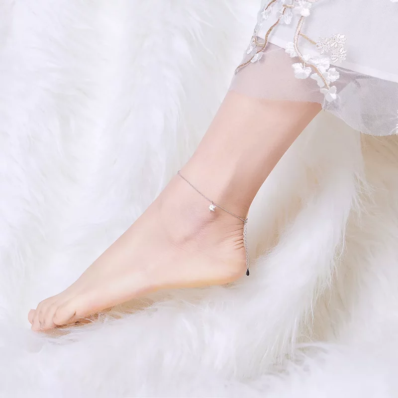(imagen para) Pulsera de tobillo con estilo Pandora en plata - SCT009 - Ver 3