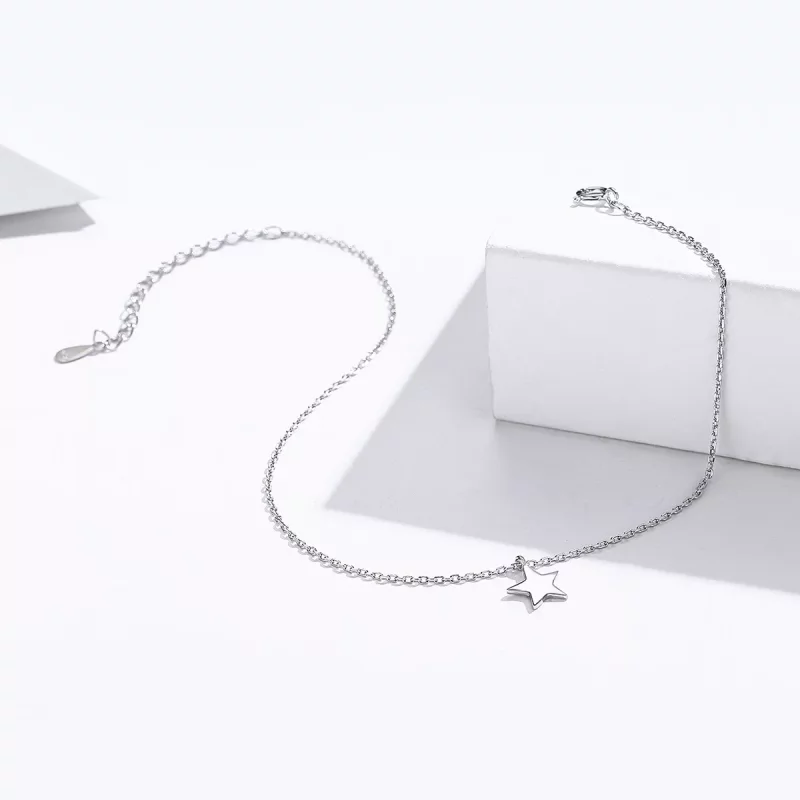 (imagen para) Pulsera de tobillo con estilo Pandora en plata - SCT009 - Ver 4