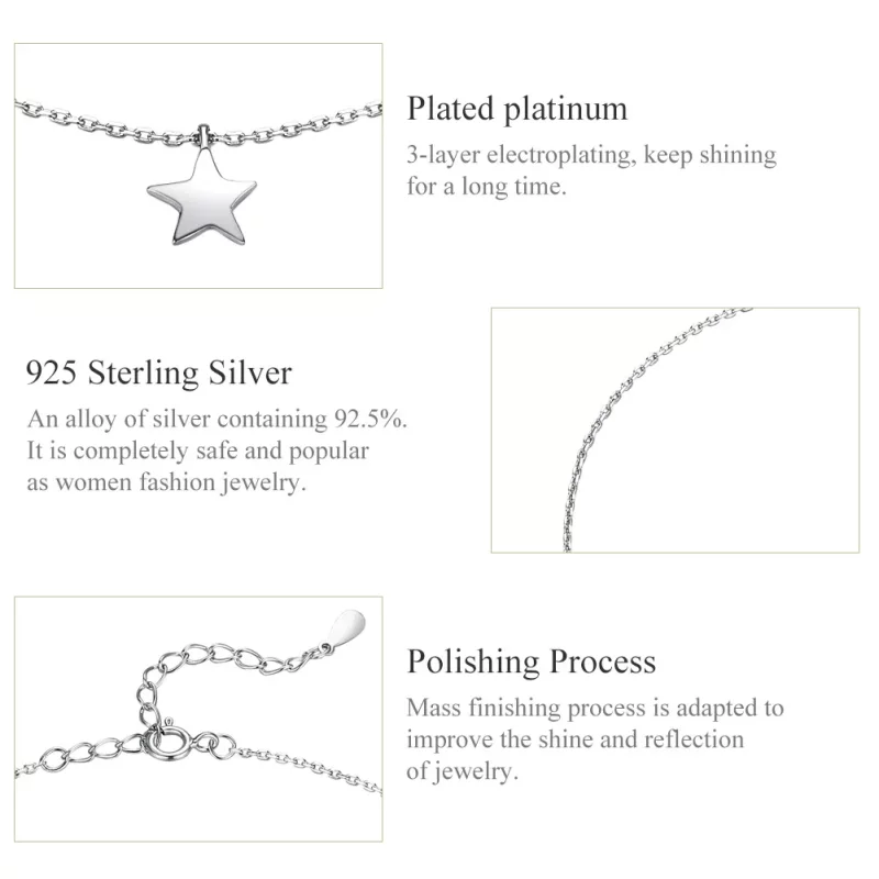 (imagen para) Pulsera de tobillo con estilo Pandora en plata - SCT009 - Ver 6