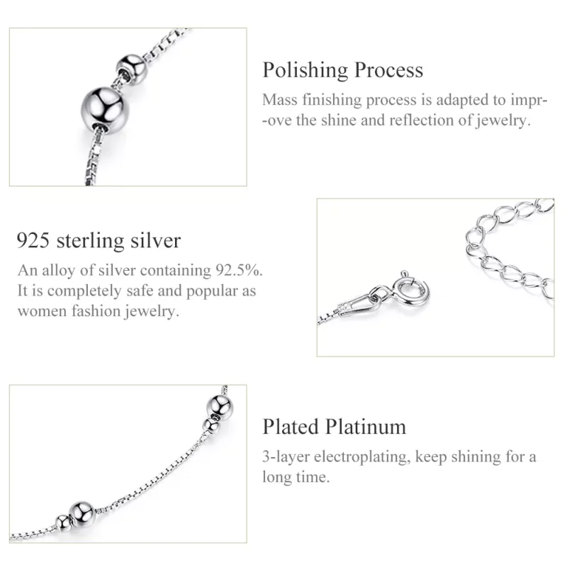 (imagen para) Pulsera de tobillo de estilo Pandora en plata - SCT005 - Ver 5