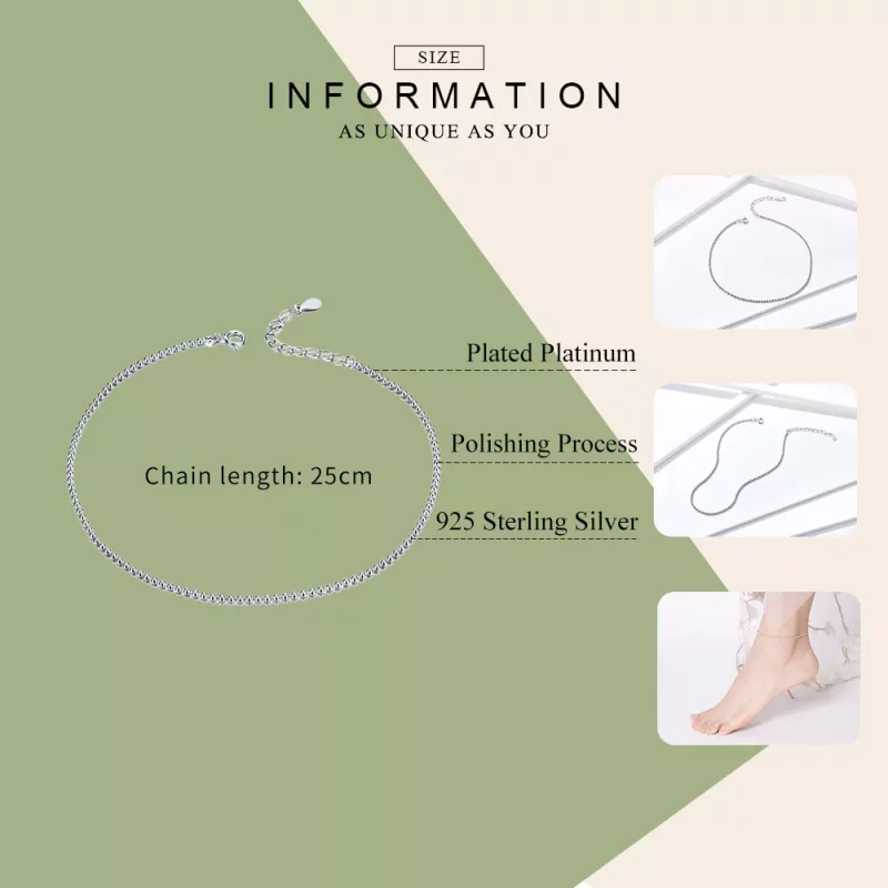 (imagen para) Pulsera de Tobillo de Plata de Estilo Pandora - SCT002 - Ver 7
