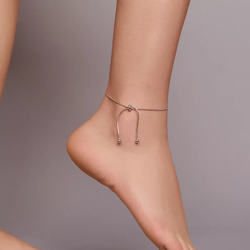 (imagen para) Pulsera de tobillo elegante de estilo Pandora en plata - SCT016 - Ver 2