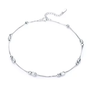 (imagen para) Pulsera de tobillo en estilo Pandora con pequeñas cuentas redondas de plata - SCT010