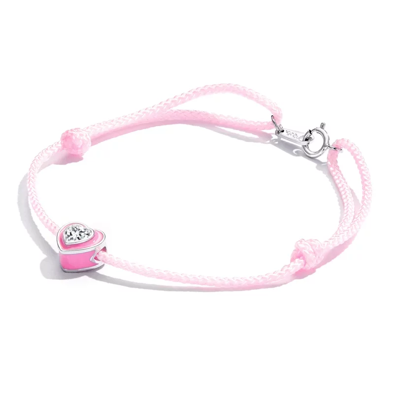 (imagen para) Pulsera de tobillo estilo Pandora con corazón rosa - SCT022 - Ver 3