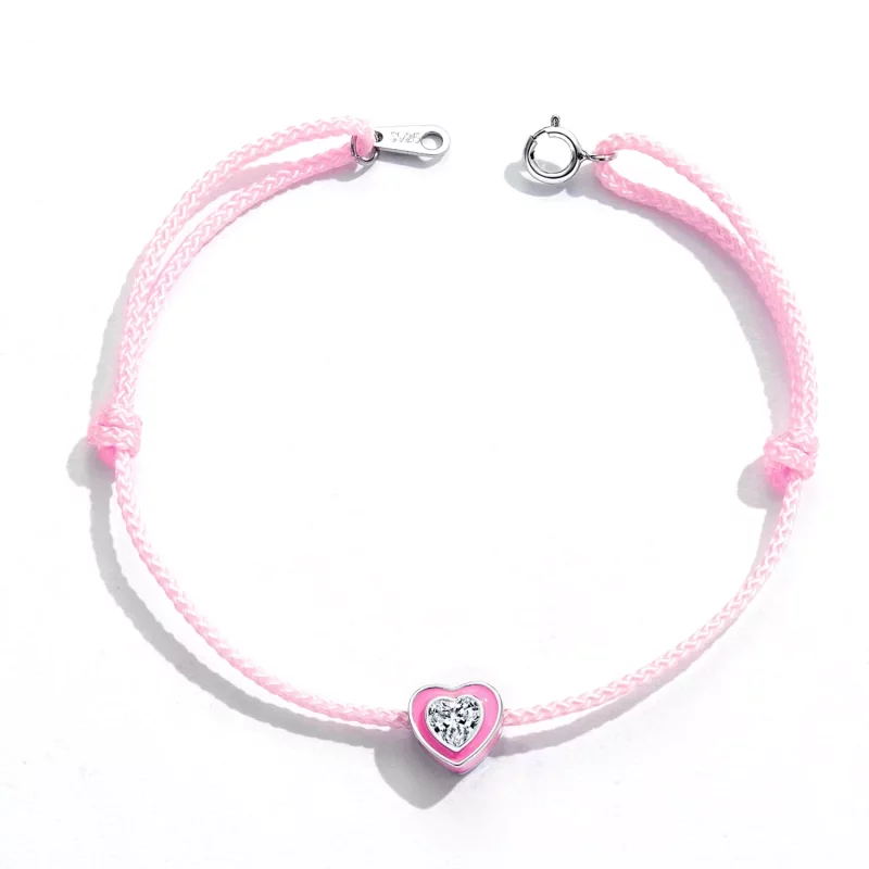 (imagen para) Pulsera de tobillo estilo Pandora con corazón rosa - SCT022 - Ver 4