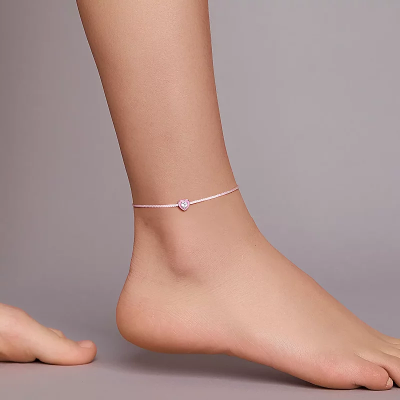 (imagen para) Pulsera de tobillo estilo Pandora con corazón rosa - SCT022 - Ver 5