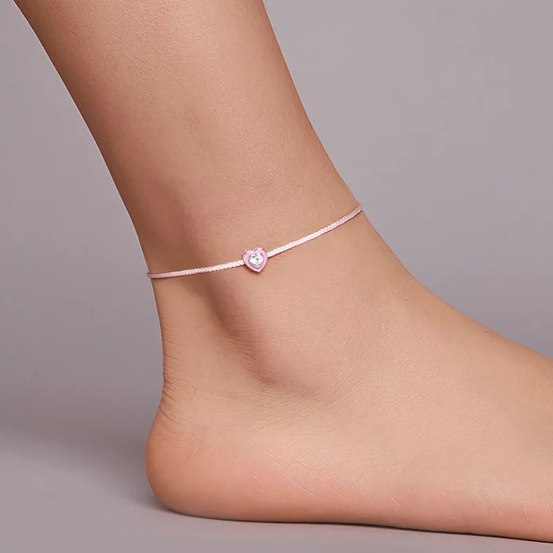 (imagen para) Pulsera de tobillo estilo Pandora con corazón rosa - SCT022 - Ver 6