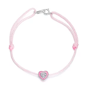 (imagen para) Pulsera de tobillo estilo Pandora con corazón rosa - SCT022