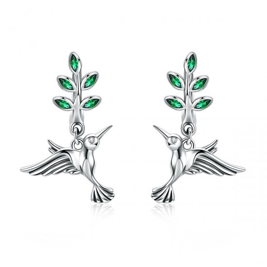 Las exquisitas Greetings From Hummingbirds Stud Earrings de estilo Pandora en plata - SCE464 - Haga click en la imagen para cerrar