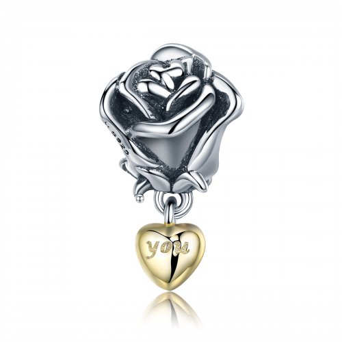 Charm estilo Pandora de dos tonos con el mensaje "Te amo" - SCC455