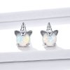 Aretes de unicornio lindo plateado estilo Pandora - SCE737