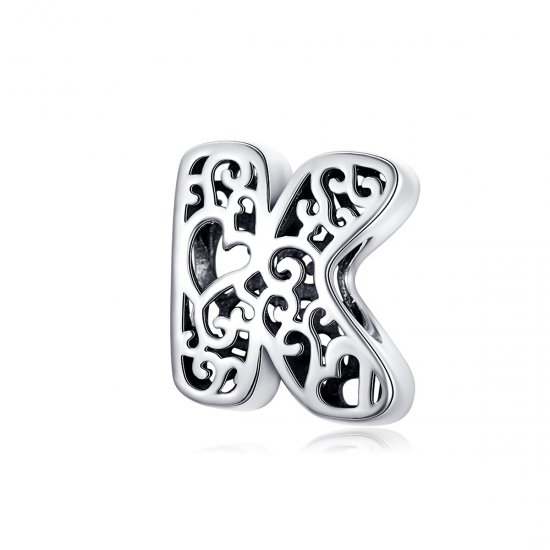 Charm de Plata Estilo Pandora con Letra K Mágica - SCC1229-K - Haga click en la imagen para cerrar