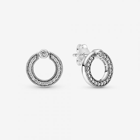 Pendientes de botón reversibles PANDORA Pavé & Logo Circle - 299486C01 - Haga click en la imagen para cerrar