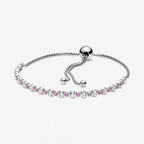 Pulsera deslizante PANDORA en rosa y transparente con destellos - 598517C02 - Haga click en la imagen para cerrar