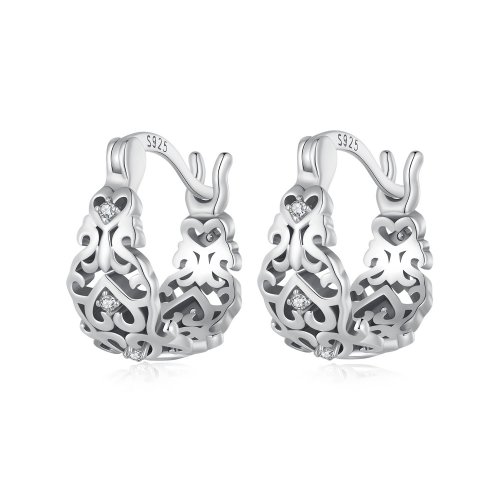 Pendientes de Aro con Estilo Pandora y Patrón Retro - SCE1650