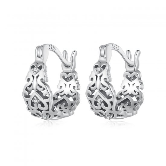 Pendientes de Aro con Estilo Pandora y Patrón Retro - SCE1650 - Haga click en la imagen para cerrar