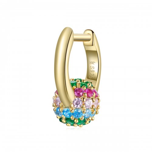 Aretes de aro estilo Pandora con bola arcoíris - SCE1100