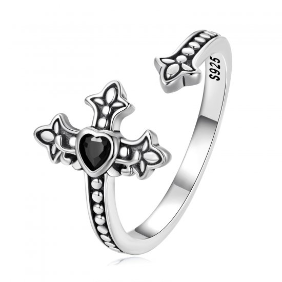Anillo abierto estilo Pandora con cruz - BSR298 - Haga click en la imagen para cerrar