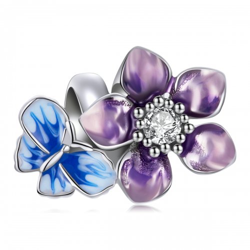 Charm de estilo Pandora con mariposa y flor - SCC2094