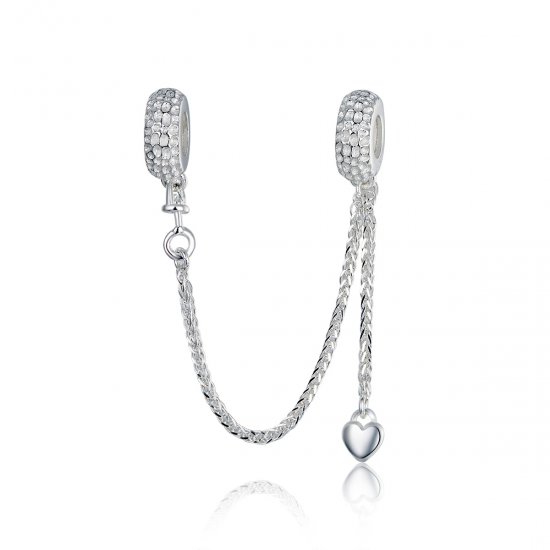 Pulsera de seguridad en estilo Pandora de plata con pequeña cadena - SCC1112 - Haga click en la imagen para cerrar