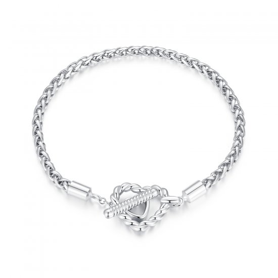 Pulsera de estilo Pandora con corazón y cierre en forma de T - BSB132 - Haga click en la imagen para cerrar