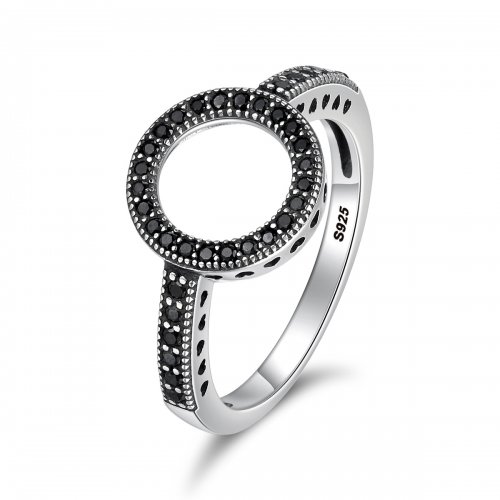 Anillo de Halo Plateado con Brillo al Estilo Pandora - SCR112 Anillo de Halo Plateado con Brillo al Estilo Pandora - SCR112
