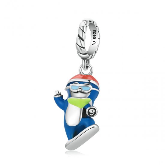 Pendiente colgante estilo Pandora con pingüino de esquí - SCC2003 - Haga click en la imagen para cerrar