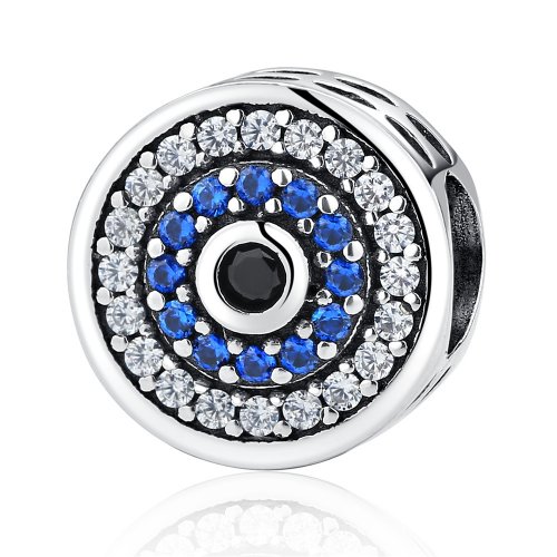 Charm de Ojo Plateado con Brilal Estilo Pandora - SCC092
