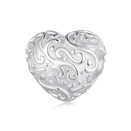 Charm con forma de corazón con patrón estilo Pandora - SCC2618