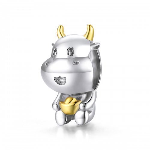 Charm de la suerte de vaca bicolor de estilo Pandora - SCC1709