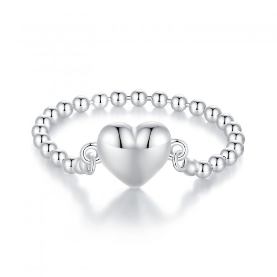 Anillo de cadena en forma de corazón estilo Pandora - BSR488 - Haga click en la imagen para cerrar