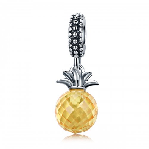 Pendiente de estilo Pandora con colgante de piña plateada - SCC150