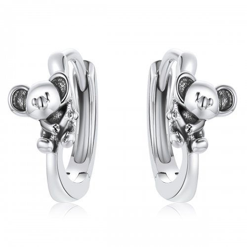 Aretes de argolla estilo Pandora con Koalas tiernos - BSE507