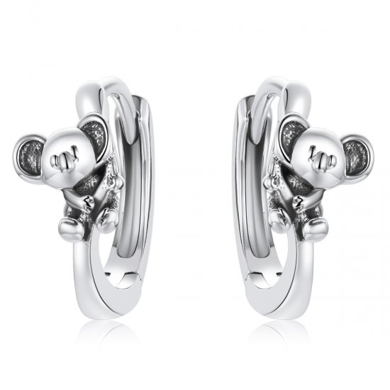 Aretes de argolla estilo Pandora con Koalas tiernos - BSE507 - Haga click en la imagen para cerrar