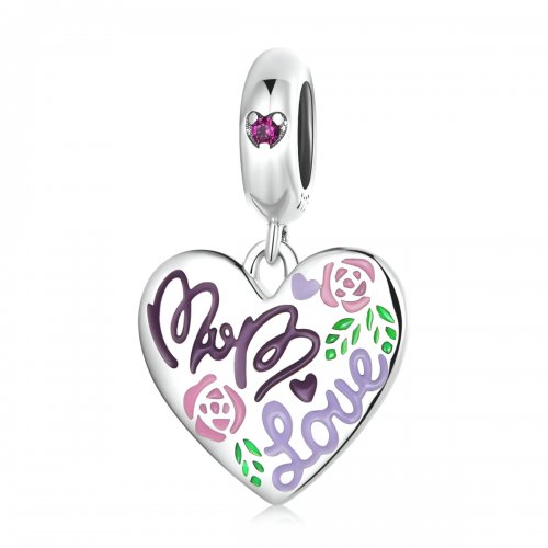 Día de la Madre estilo Pandora - Corazones de graffiti coloridos cuelgan - BSC594