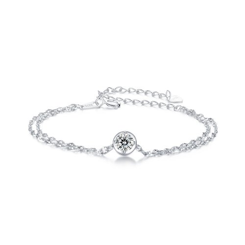 Pulsera de doble mosaico de moissanita de 0,5 ct estilo PANDORA (con un certificado) - MSB020