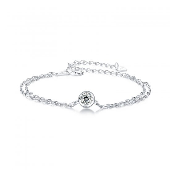 Pulsera de doble mosaico de moissanita de 0,5 ct estilo PANDORA (con un certificado) - MSB020 - Haga click en la imagen para cerrar