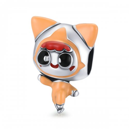 Charm de muñeca estilo Pandora con gato espacial - SCC1941