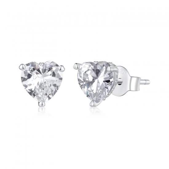 Estos pendientes estilo Pandora con corazón brillante - BSE853 - Haga click en la imagen para cerrar