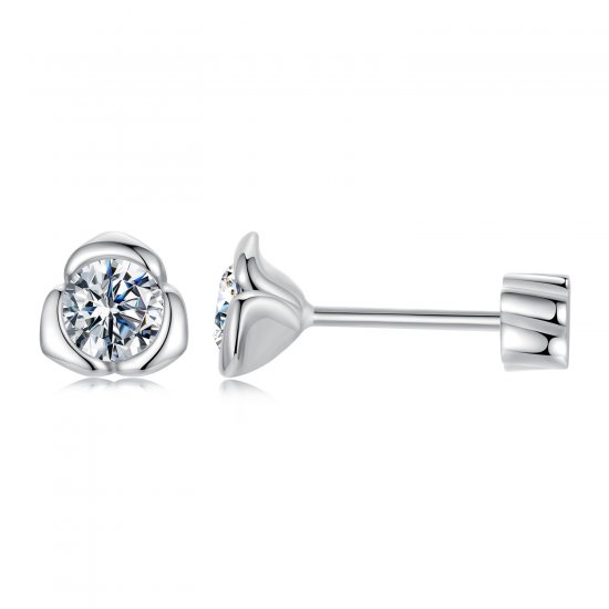 Pendientes estilo PANDORA con moissanita rosa (con un certificado) - MSE071 - Haga click en la imagen para cerrar