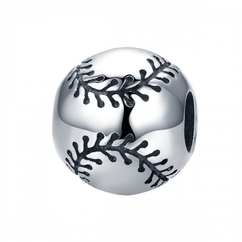 Charm de plata estilo Pandora con pasión por el béisbol - SCC449