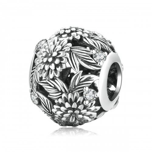Charm de estilo Pandora con flores en relieve - SCC2097